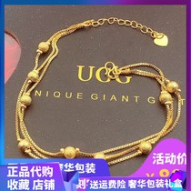 Гонконг Gold 999 True Gold Suzuki Foot Chain Womens Gold Korean Version Transfer Pearl foot chain не отбрасывает