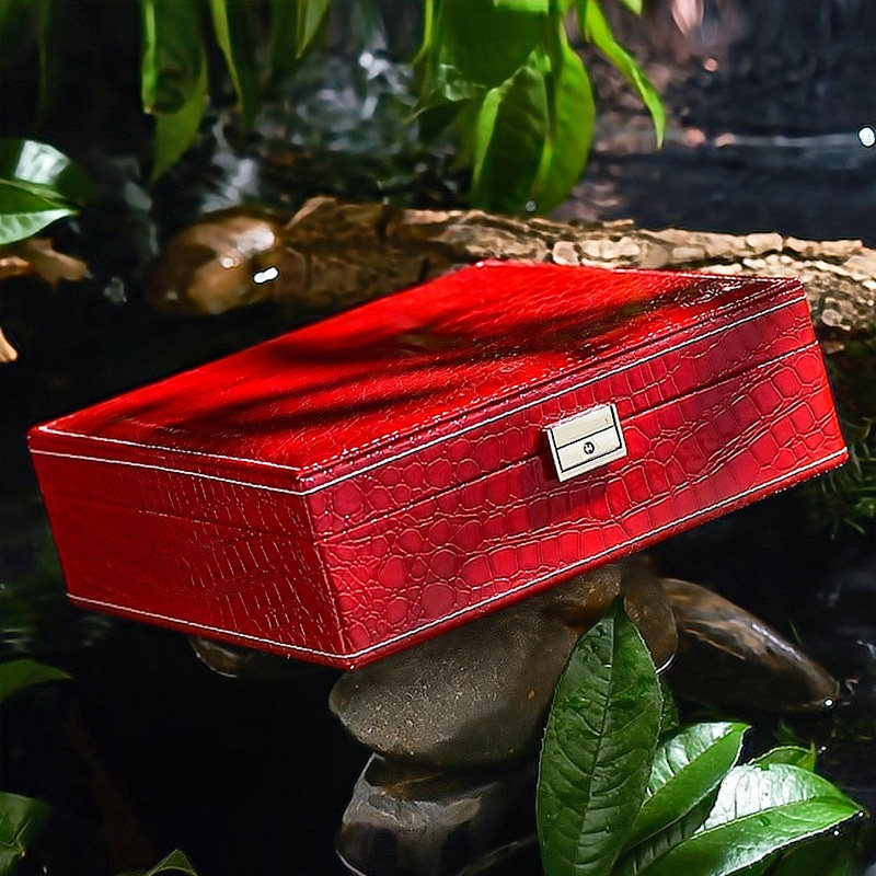 Large-capacity leather double-layer jewelry storage box bracelet bracelet earrings necklace ring jewelry box high-end jewelry box