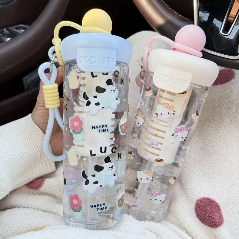 Cute Cartoon Floating Ball Cup, Portable Large-Capacity Straw Cup, High-Value Water Cup for Students with Carrying Strap, Large Capacity with Tea Infuser Cute Cartoon Floating Ball Cup, Portable Large-Capacity Straw Cup, High-Value Water Cup for Students with Carrying Strap, Large Capacity with Tea Infuser