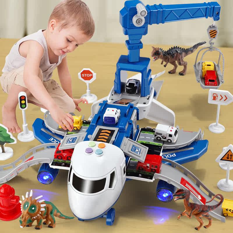 Transformed aircraft children's toys, boys, educational oversized police, fire trucks, resistant to falling boys, gas cars, 3 years old, 6