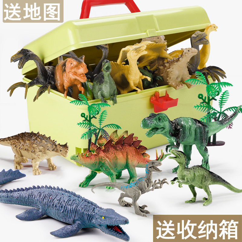 Simulation of small dinosaur toy boy children's animal model large soft gum candidac dragon Tyrannosaurus rex egg triceratops set