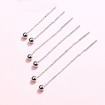 ten Wei Short Earline S925 Pure Silver Ear Chain Round Pearl Silver Bean Ear Thread Brief Raising Earhole Pure Silver Ear Ring Woman