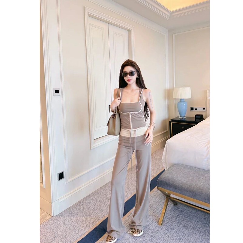 2026 Summer New Style Hot Girl Chic High-End Sleeveless Hooded Vest Top Casual Pants Set Women's Clothing 2026 Summer New Style Hot Girl Chic High-End Sleeveless Hooded Vest Top Casual Pants Set Women's Clothing
