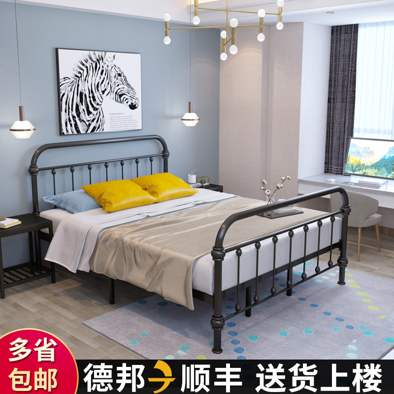 Bed 1 8m iron bed modern minimalist iron bed 1 5m double bed European Princess Bed Single Iron rack bed frame