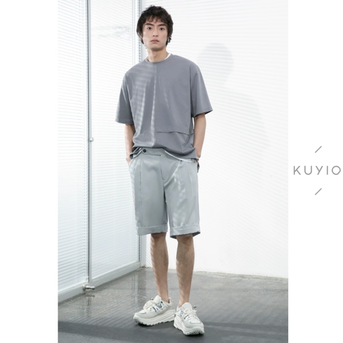 Kuyiou Summer/Ponterting Live Pages сгибание японское городское круглое шея на свободное хлопок тяжелый короткий короткий