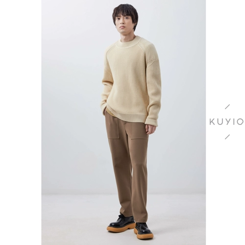 Kuyiou/плечо 3D Point Pure Wool Siteboy Pit Strest свободная круглая ошейник Зимний мягкий клейкий свитер мужчина
