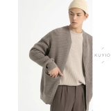 Дизайнерский шерстяной трикотажный мужской свитер с молнией, кардиган, в корейском стиле