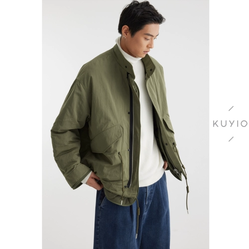 KUYIOU/Съемная хлопковая куртка на подкладке из тыквы, 3-сторонняя одежда, свободная хлопковая куртка с воротником-стойкой M65 для мужчин