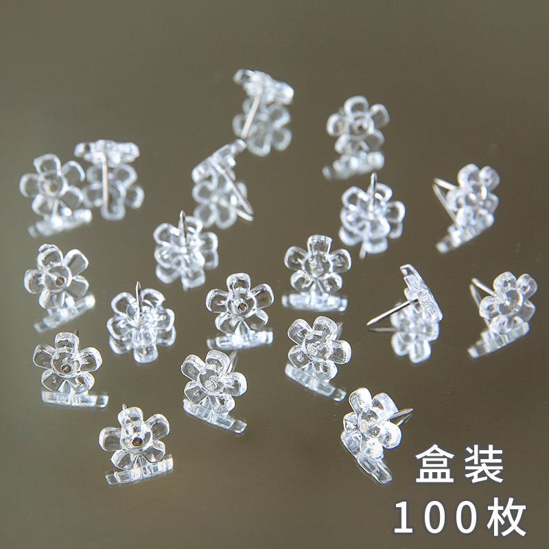100 Transparent Flowers Wordnail Nursery Large Head Pins ins photo walls Soft wood slats Nails Photo Drawing Nails Cartoon Decoration Stationery Office Supplies Beauty & Work Drawings Mark Nail-Taobao