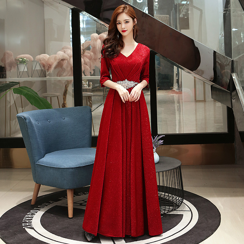  Tailor customized+Msf021-wine red mid-sleeve model  