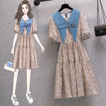 Gestational dress Broken Flowers Dress 2021 Summer New Faunal Cowgirl pregnant with summer clothes Two sets of snowspun dresses