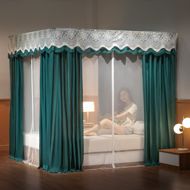 Palace Bed Mantle Floor Mosquito Net Home 1 5m1 8m2 2m Bed ledger bracket Three-door encrypted shading thickened
