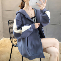 Cardigan hoodie women autumn and winter 2021 New plus velvet thick fat mm large size loose fleece coat tide