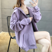 Large size womens fat mm cardigan sweater women Autumn Winter plus velvet padded oversize loose zipper foreign coat tide