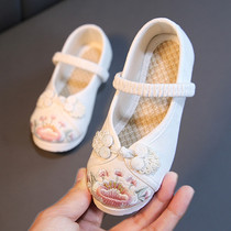 Girl Hanfu Embroidered Shoes China China Wind Old Beijing Children Cloth Shoes National Wind Students Ancient Dress Shoes Performance Little White Shoes