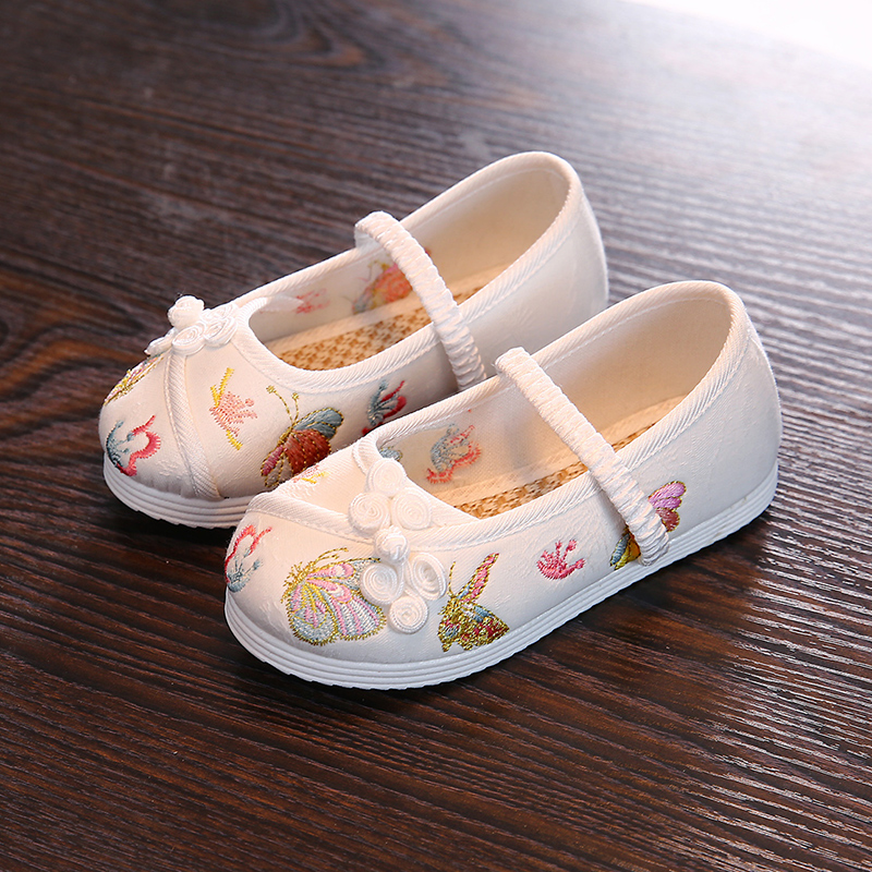 Hanfu Girl Embroidered Shoes Old Beijing Children Handmade Cloth Shoes Folk Customs Gust Students Shoes Dance Embroidered Children Shoes