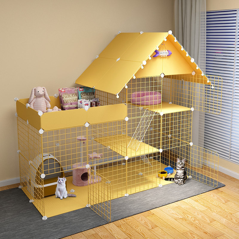 Cat Cage Villa Home with Large Free Space with Toilet Separation Pet Cat House Indoor Cat Nest Pet Cat House
