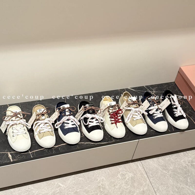 Zira Lle New Product 25Fw Low-Top Flat Canvas Lace-Up Biscuit Shoes