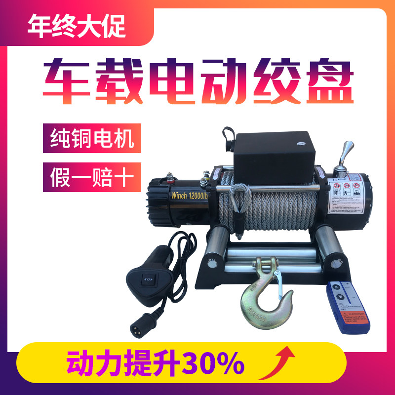 Electric winch 12V car small crane 24V off-road vehicle self-rescue car winch electric crane hoist portable