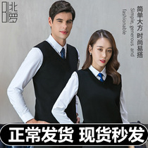 Autumn and winter sweater vest Lady male V collar work clothes business black Korean version outside wear knitting