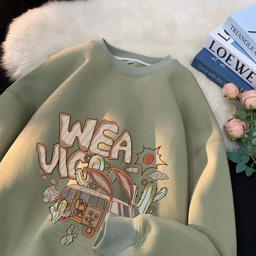 Ретро мультяшная осенняя толстовка, весенняя куртка, в американском стиле, круглый воротник, изысканный стиль