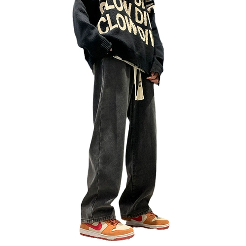 Демисезонные утепленные джинсы с начесом, штаны, свободный прямой крой