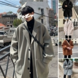 Демисезонное длинное шерстяное пальто для мальчиков, куртка, плащ, в корейском стиле