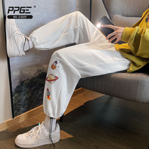 Fat fat brother draw rope leg pants mens large size loose 2021 new sports pants trend fat casual long pants