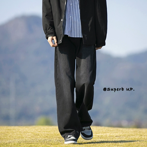 Японские ретро демисезонные джинсы, штаны, свободный прямой крой