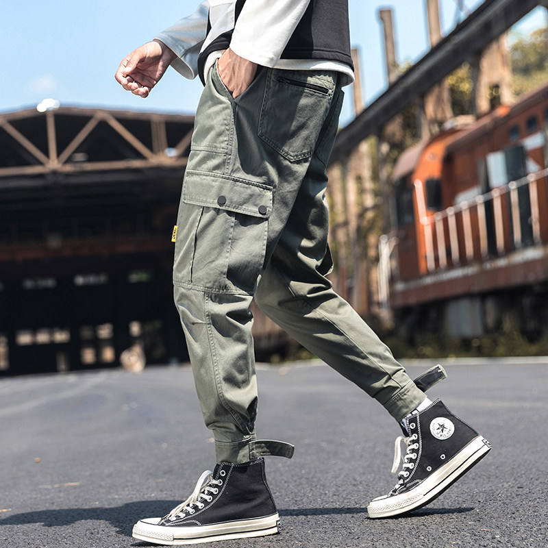 2019秋冬新款工装裤男潮牌束脚运动裤韩版宽松百搭直筒休闲长裤子