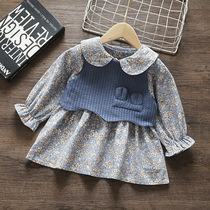 Girls autumn clothes suit dress baby 1 foreign air princess Liandress 3-year-old childrens spring female baby clothes