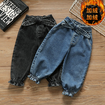 Girl Jeans Autumn Winter Dress Plus Suede Foreign Air Trendy Warm 4 Twenties Girls 3 Long Pants Winter Children Pants