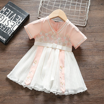 Girls Chinese style Hanfu summer dress new super fairy Tang dress baby baby Foreign style dress summer embroidered skirt