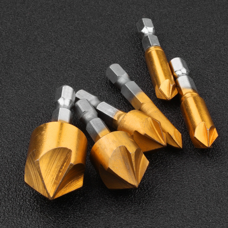 Hexagonal shank five-edge chamfers sinkhole drill-hole chamfered drill chamfered chamfered chamfered chamfered bevelling drill with groove