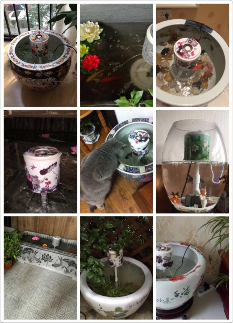 Round ceramic aquarium filter glass sucker basin landscape.mute purification porcelain jar tile increasing oxygen cylinder built - in diving