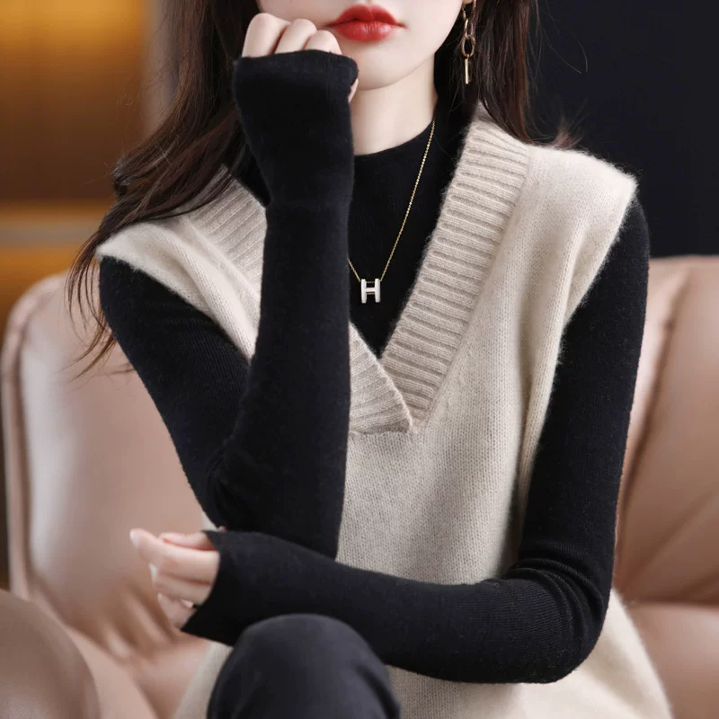 Капсула Woolen жилет, майка-топ, осенний свитер, оверсайз, корейский стиль, свободный крой