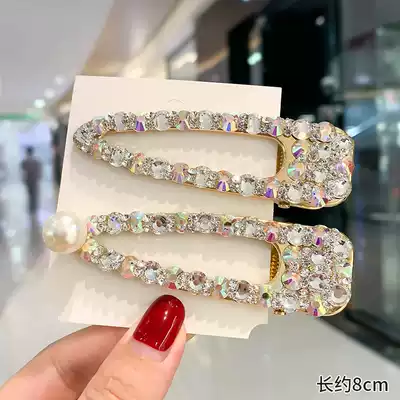 Korean rhinestone hairclip Mori headdress girl Net red edge clip clip back of the head Pearl hairclip clip