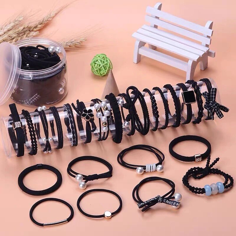 South Korean hair ring ins and less female net red rubber band head decorated with small frescoed leather cover brief zaghsen female series hair ring