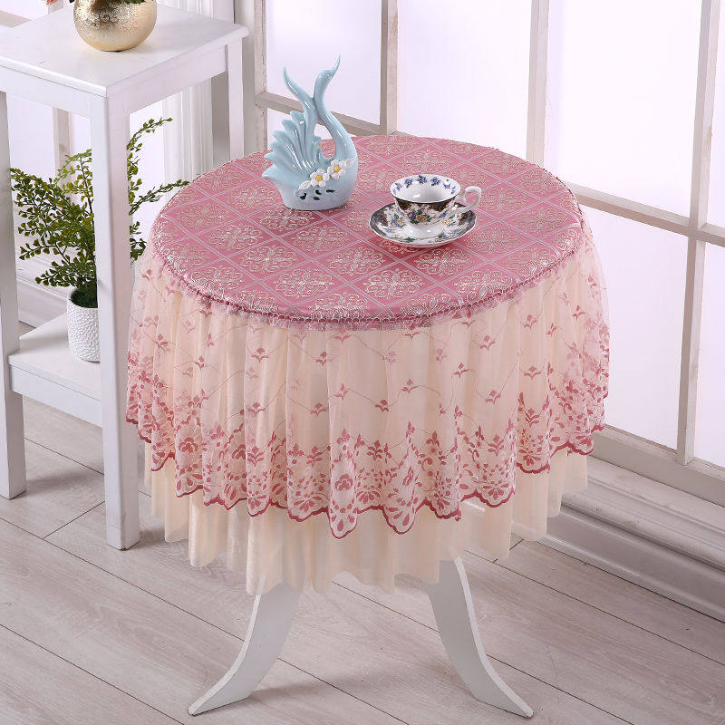 New European Lace Round Table Cloth Home All-Bag Round Tea Table Cover Towels Cover Cloth Round Table Cloth Cushion Hood Tablecloth