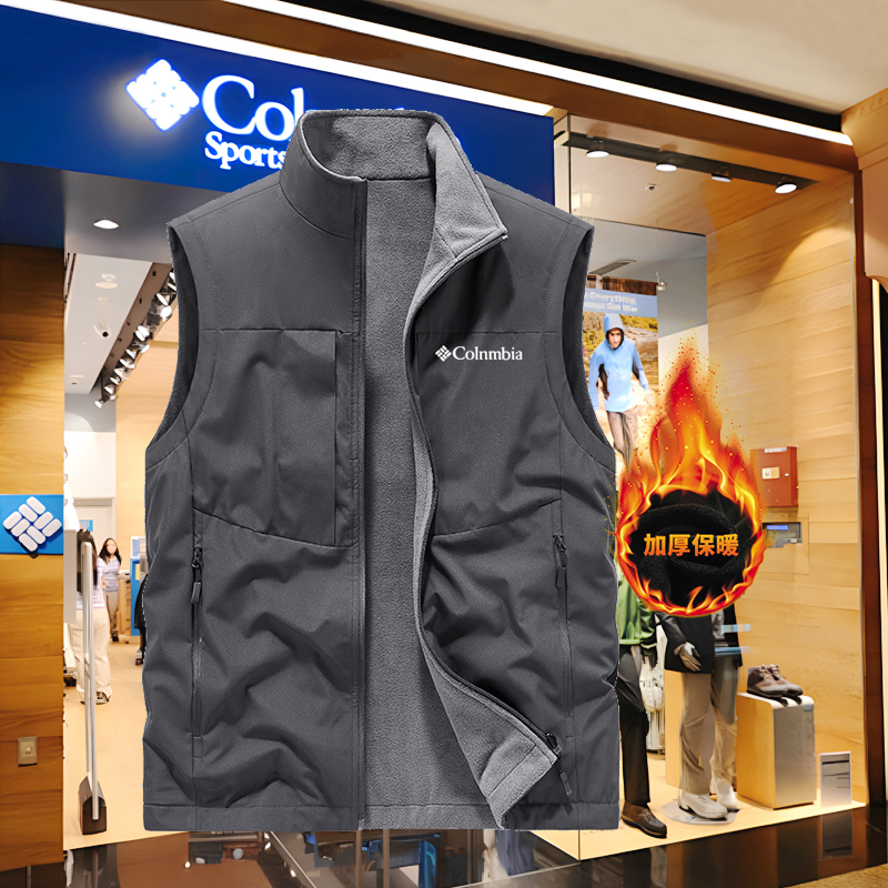 Colin's Discount Autumn and Winter Reversible Vest for Men, Warm Fleece Vest, Polar Fleece Lined Vest, Fleece Jacket