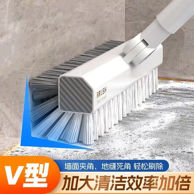V-Shaped Floor Brush, Special Floor Brush for Bathrooms, Multi-Functional Long-Handled Hard-Bristled Brush, Household Bathroom Floor Seam Cleaning Brush