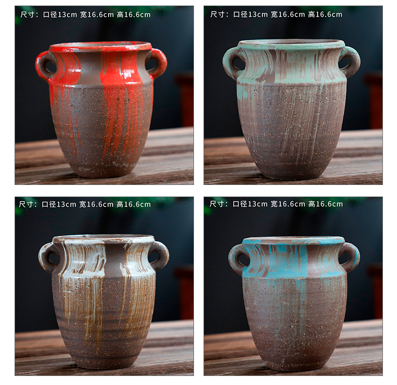 Coarse pottery flowerpot old running wholesale ceramic flowerpot more meat special creative mage how tall hand flowerpot pack mail