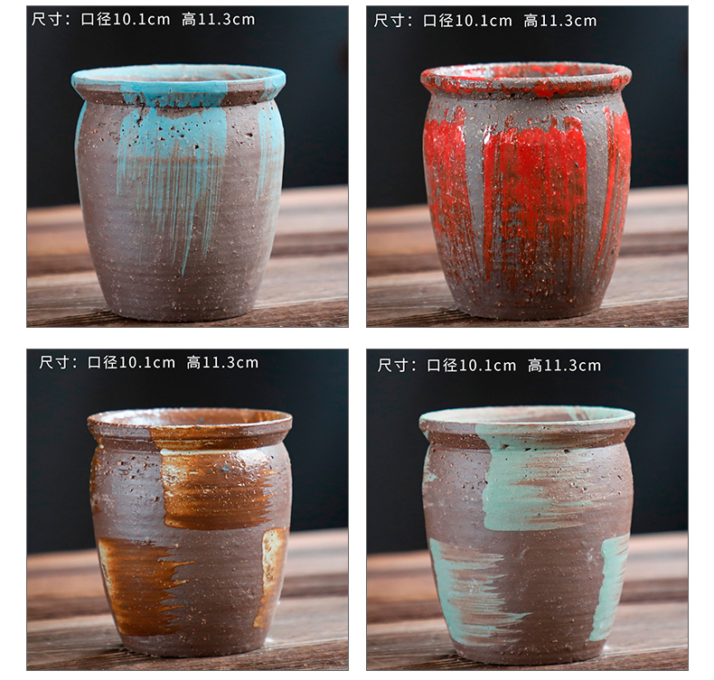 Coarse pottery flowerpot old running wholesale ceramic flowerpot more meat special creative mage high Lao - zhuang hand made flowerpot pack mail