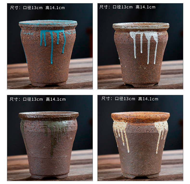 Coarse pottery flowerpot old running wholesale ceramic flowerpot more meat special creative mage how tall hand flowerpot pack mail