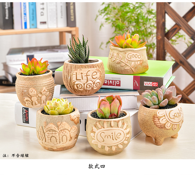 Ceramic pot small special creative breathable more meat more thumb the plants flower pot basin clearance size wholesale