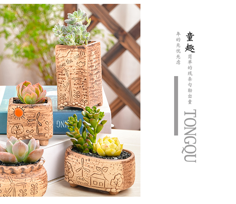 Ceramic pot small special creative breathable more meat more thumb the plants flower pot basin clearance size wholesale