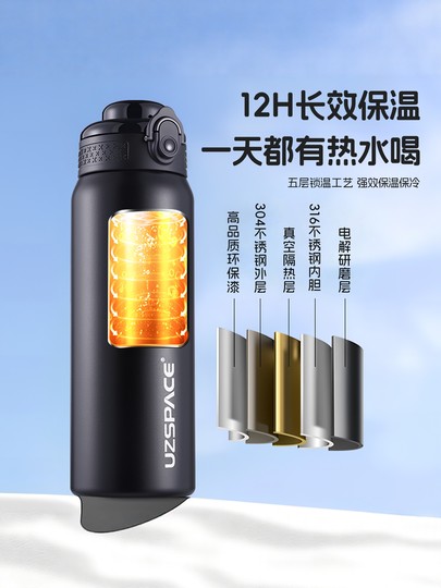 Youzhi Stainless Steel Thermos Cup, Men's Sports Water Cup, Large-Capacity Fitness Water Bottle, One-Touch Opening, Direct Drinking Water Bottle