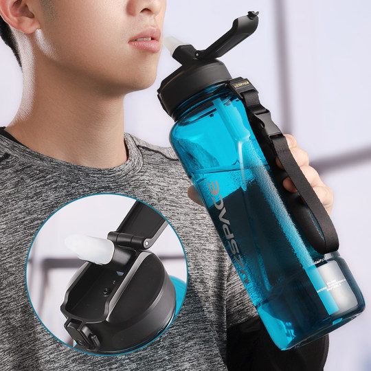 High-Capacity Plastic Water Bottle with Straw for Adults, Pregnant Women, Sports Enthusiasts, Men and Women, 1000ml, ins Style