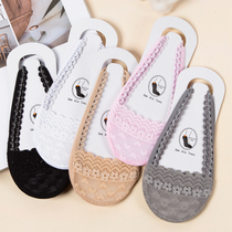 Non-slip socks summer lace suspenders boat Socks women cotton shallow mouth invisible gold and silver wire forefoot high heels