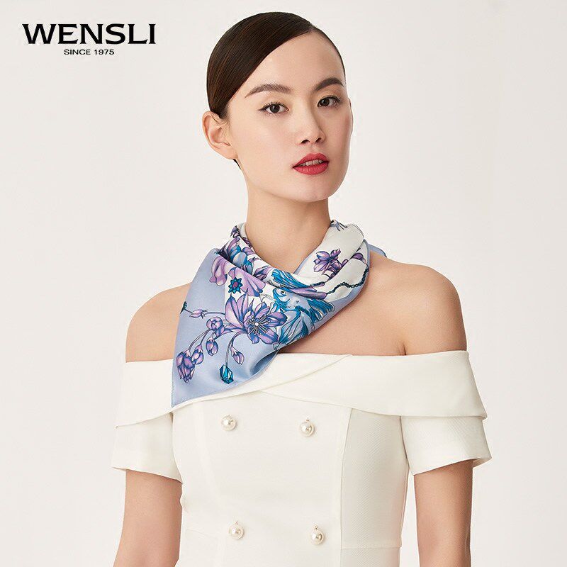 Wensli Masterspring Summer True Silk Women's Silk Scarf Lady 100 hitch a scarf to the delight of the fish